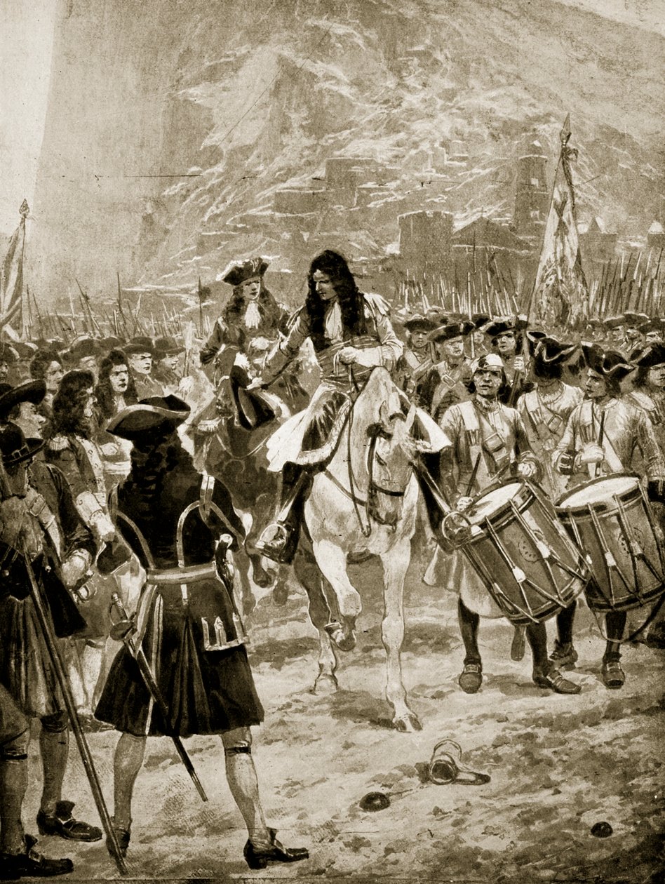 Die Übergabe von Gibraltar an die Engländer, 24. Juli 1704, Illustration aus 