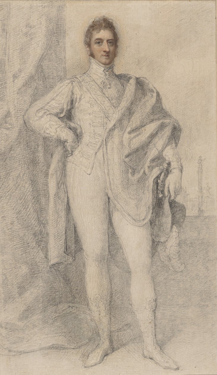 Porträt von George, 5. Herzog von Marlborough, mit Blenheim in der Ferne, 1817-21 von Richard Cosway