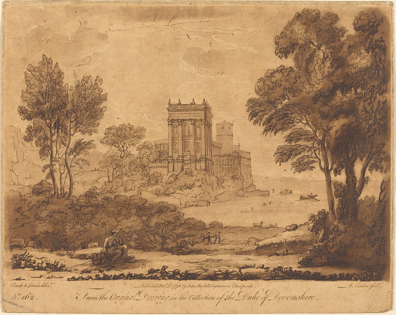 Landschaft Nr. 162 aus "Liber Veritatis" von Richard Earlom after Claude Lorrain