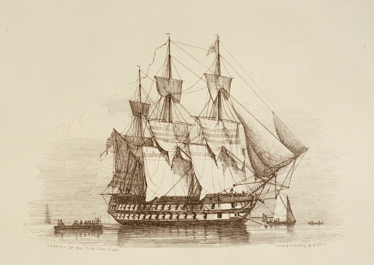 Canopus 80 Kanonen Erste Klasse 2. Rang, ca. 1849 von Richard Henry Nibbs