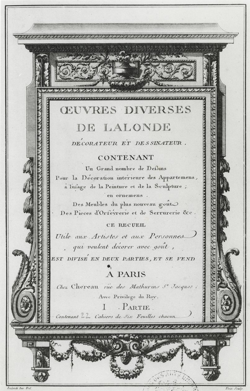 Frontispiz zu Oeuvres diverses de Lalonde, decorateur et dessinateur von Richard Lalonde