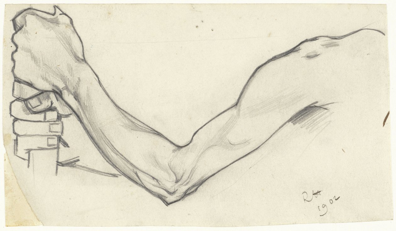 Studie eines linken Arms, der einen Stock hält von Richard Nicolaüs Roland Holst