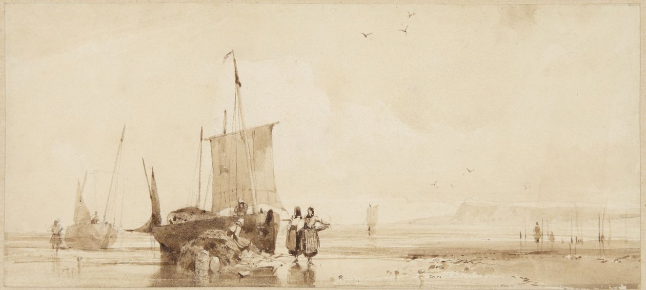Fischerboote am Strand der Normandieküste von Richard Parkes Bonington