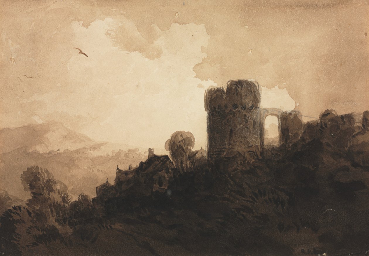 Landschaft mit Burgruine von Richard Parkes Bonington