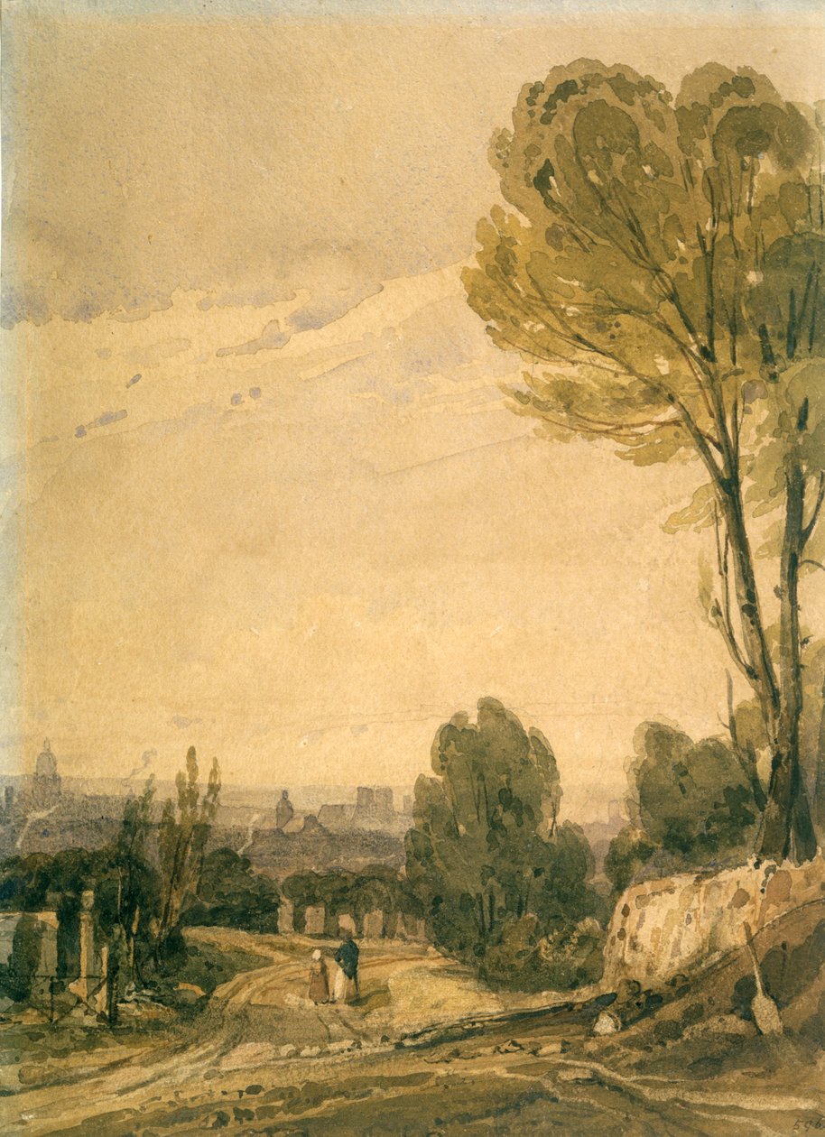 Paris vom Friedhof Père Lachaise aus gesehen, ca. 1825 von Richard Parkes Bonington