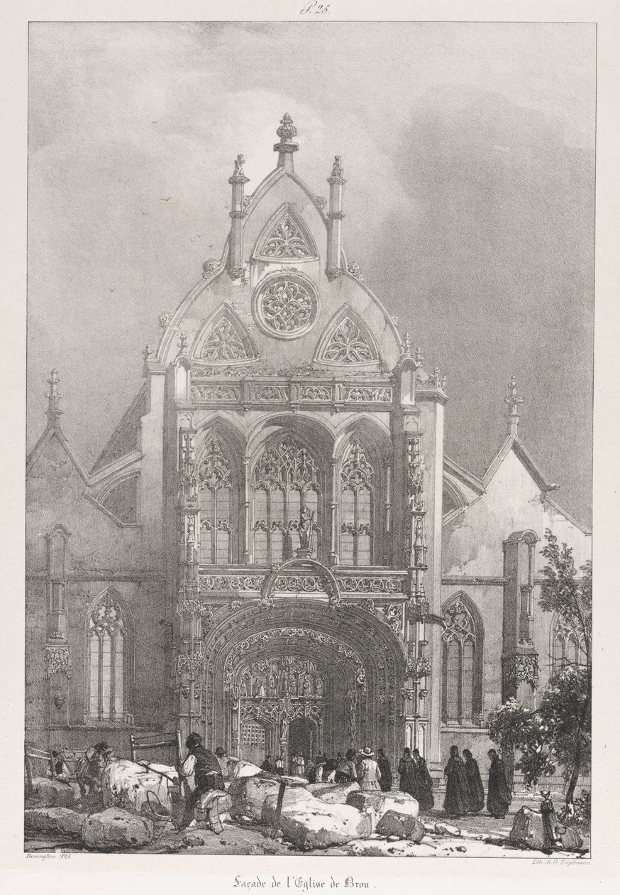 Malerische und romantische Reisen im alten Frankreich, Franche-Comté: Vorderseite der Kirche in Brou von Richard Parkes Bonington