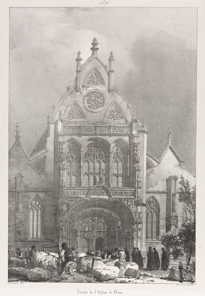 Malerische und romantische Reisen im alten Frankreich, Franche-Comté: Vorderseite der Kirche in Brou, 1825 von Richard Parkes Bonington