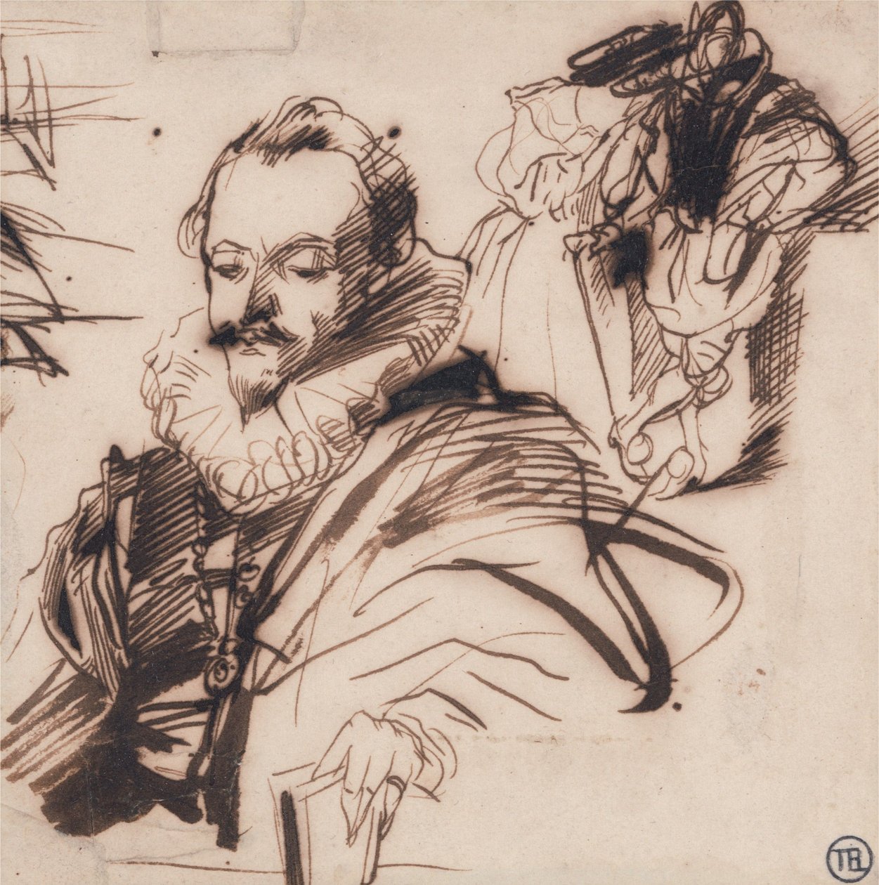 Studie eines Gentlemans im Kostüm des 17. Jahrhunderts von Richard Parkes Bonington