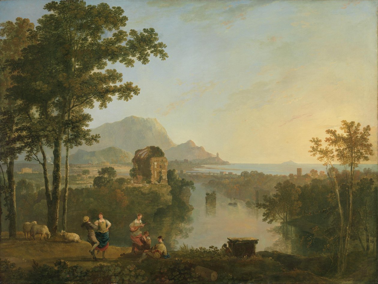 Weite südliche Küstenlandschaft in der Abenddämmerung von Richard Wilson