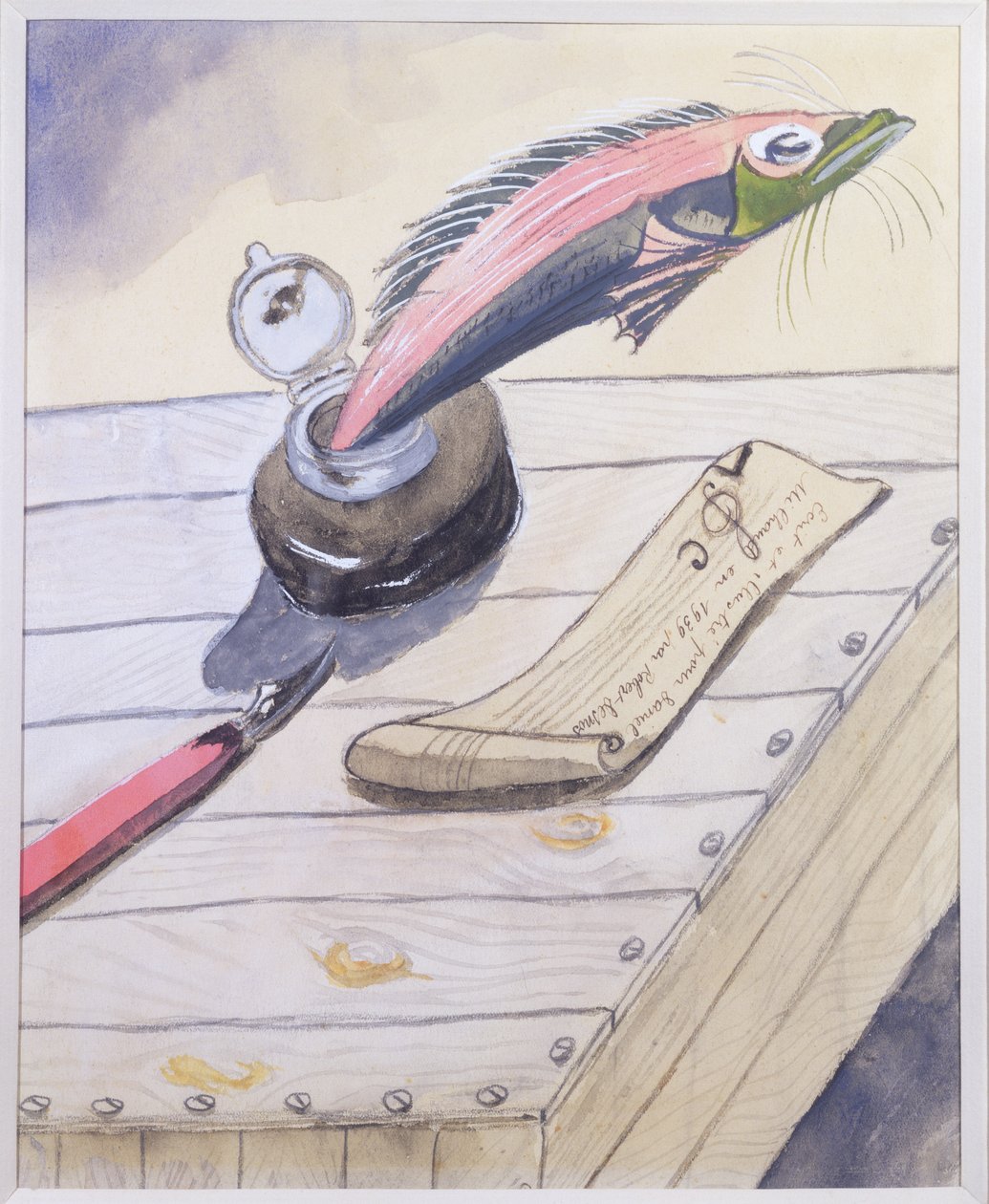 Der Fisch springt aus dem Tintenfass, geschrieben und illustriert für Daniel Milhaud von Robert Desnos, 1939 von Robert Desnos