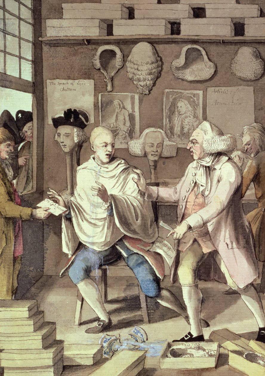 Der patriotische Barbier von New York, oder der Kapitän der Seifenblasen, 18. Jahrhundert von Robert Dighton