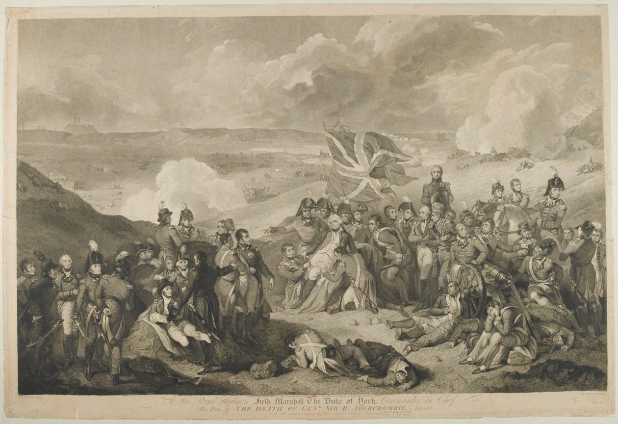 Der Tod von General Abercrombie in der Schlacht von Alexandria, 21. März 1801, graviert von J. Vendramini, veröffentlicht 1804 von Robert Kerr Porter