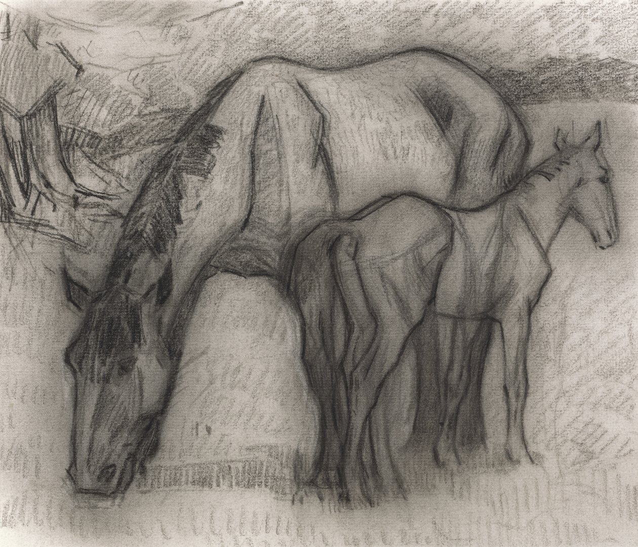 Studie für Stute und Fohlen, Lytchetts, Clayhidon, 1917 von Robert Polhill Bevan