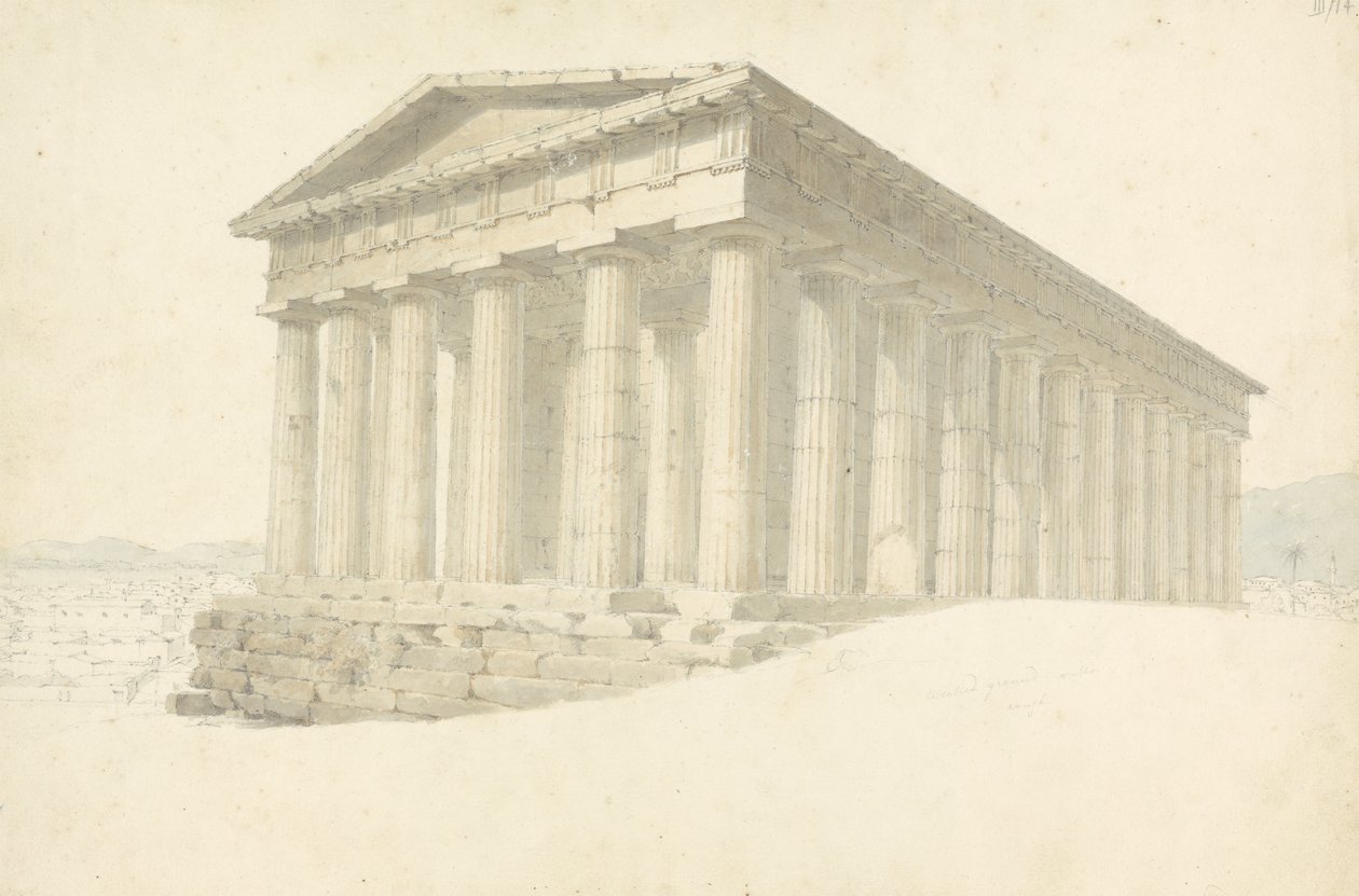 Tempel, aus einer Sammlung von Zeichnungen aus einem Skizzenbuch: in vier Stoffboxen, Rücken beschriftet Kontinentale Zeichnungen, 1802-04 von Robert Smirke