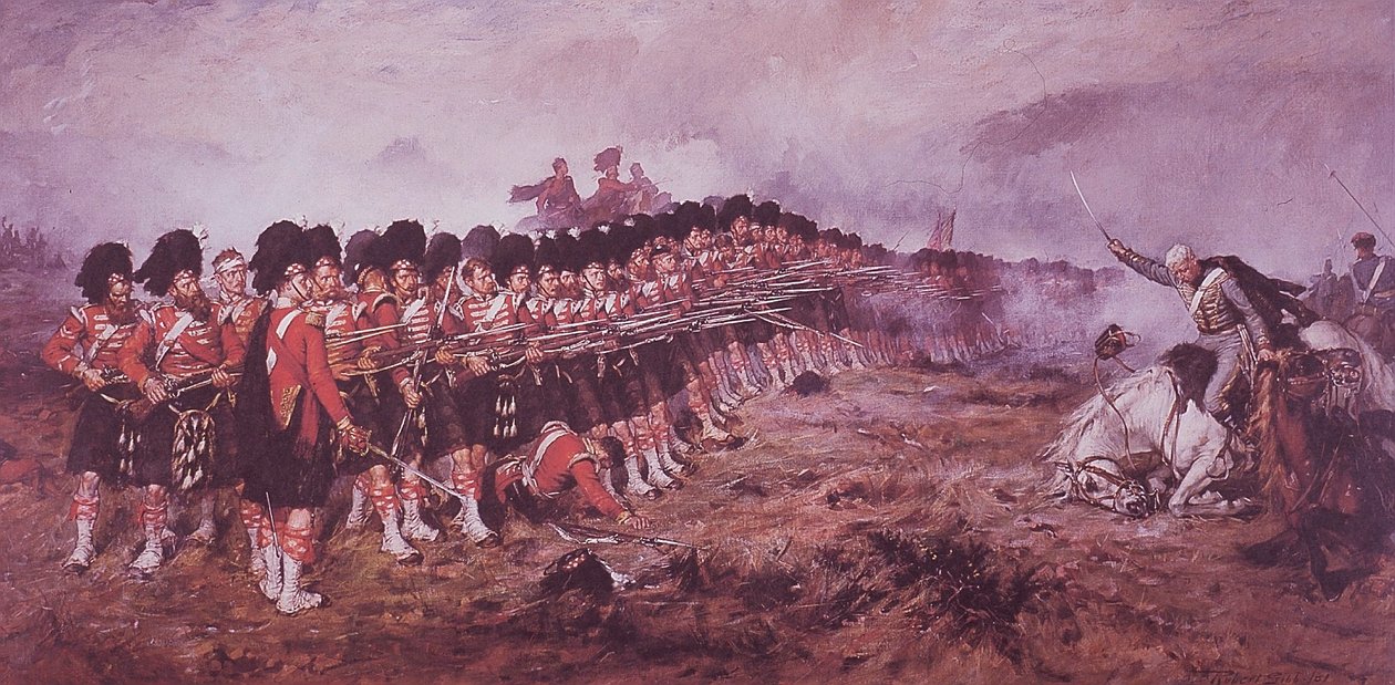 Die dünne rote Linie, die 93. Highlander stehen fest vor einem russischen Angriff in der Schlacht von Balaklawa im Jahr 1854 von Robert (after) Gibb