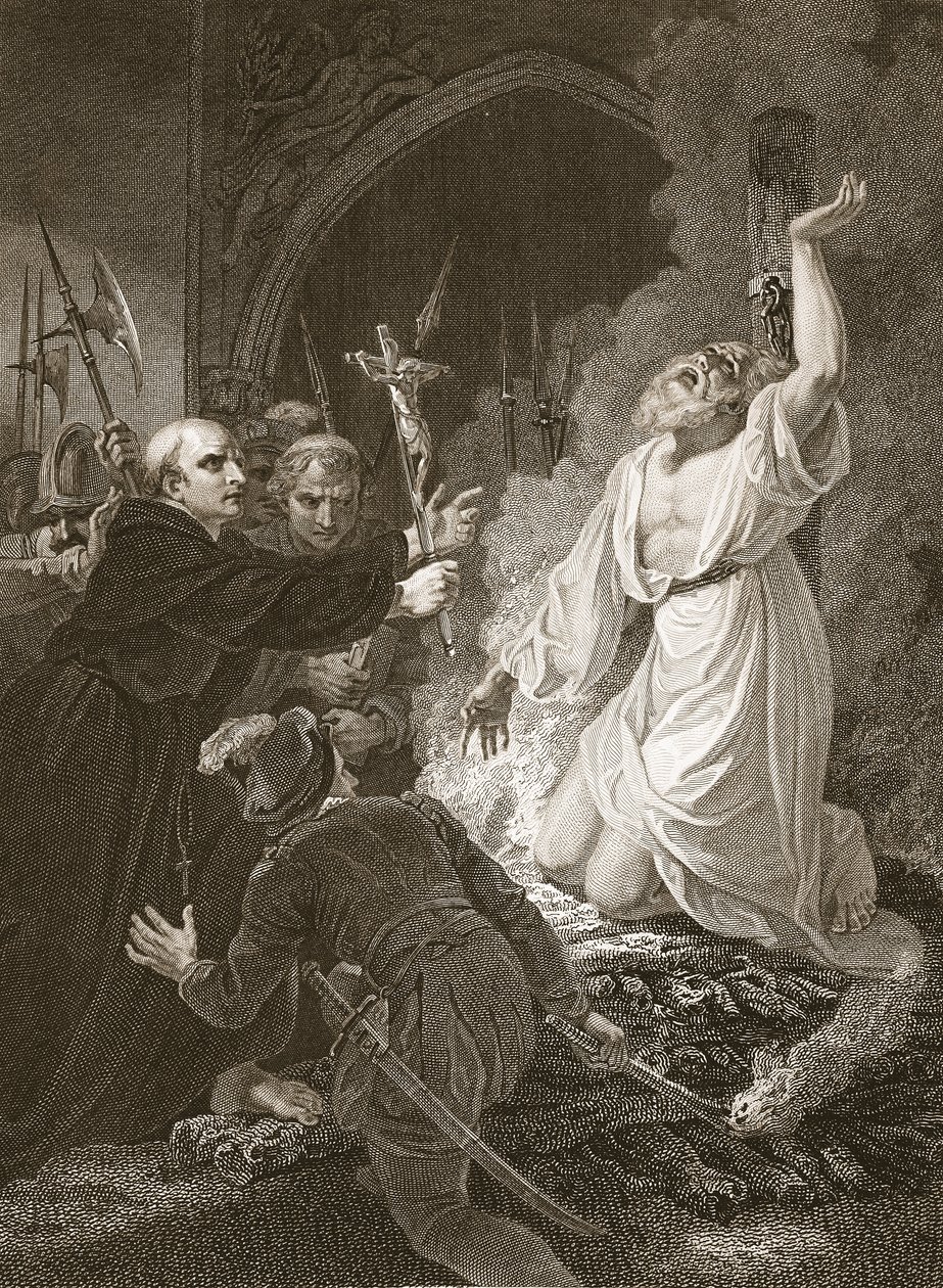 Das Martyrium von Erzbischof Cranmer, gestochen von W. Bromley, Illustration aus David Humes 