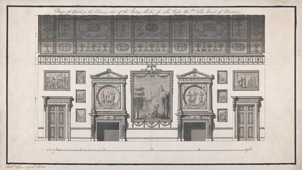 Headfort House, Esszimmer, Kaminseite von Robert Adam