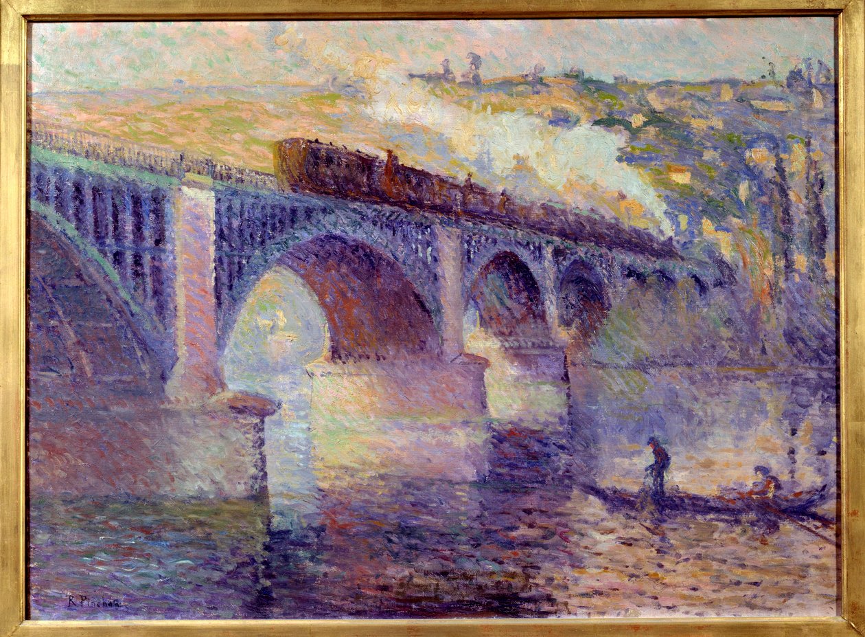 Le pont aux Anglais, Sonnenuntergang, Gemälde von Robert Pinchon (1886-1943) 20. Jahrhundert von Robert Antoine Pinchon
