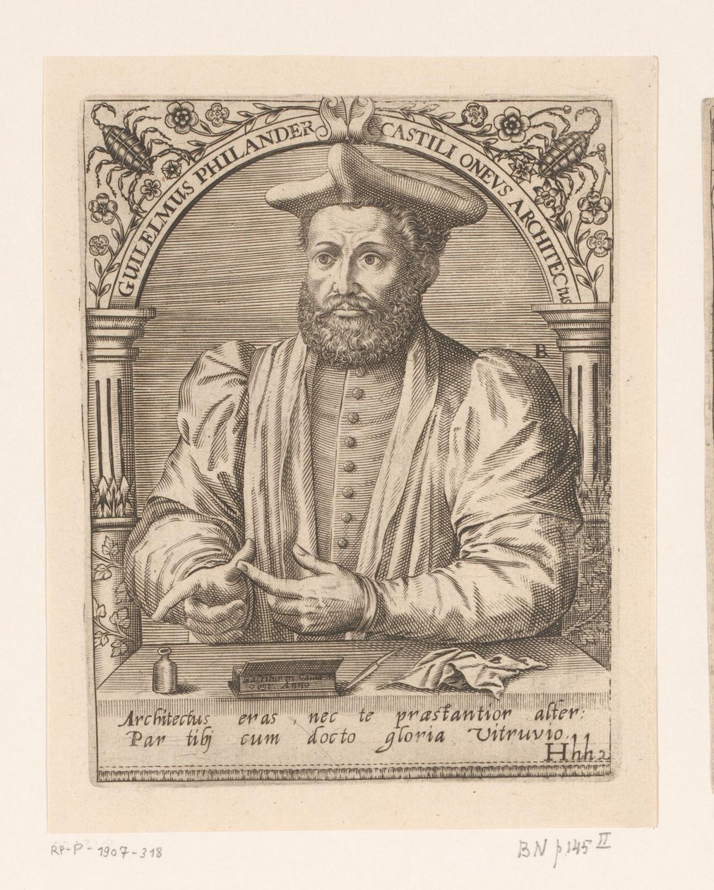 Porträt von Guillaume Philandrier (Serie Porträts von fünfzehnten- und sechzehnten Jahrhundert Gelehrten) von Robert Boissard