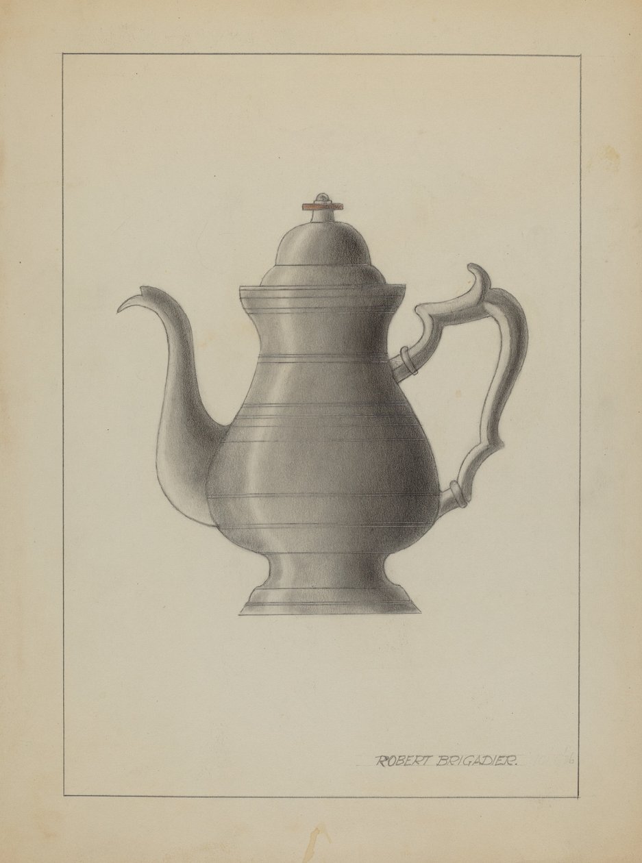 Zinn-Kaffeekanne von Robert Brigadier