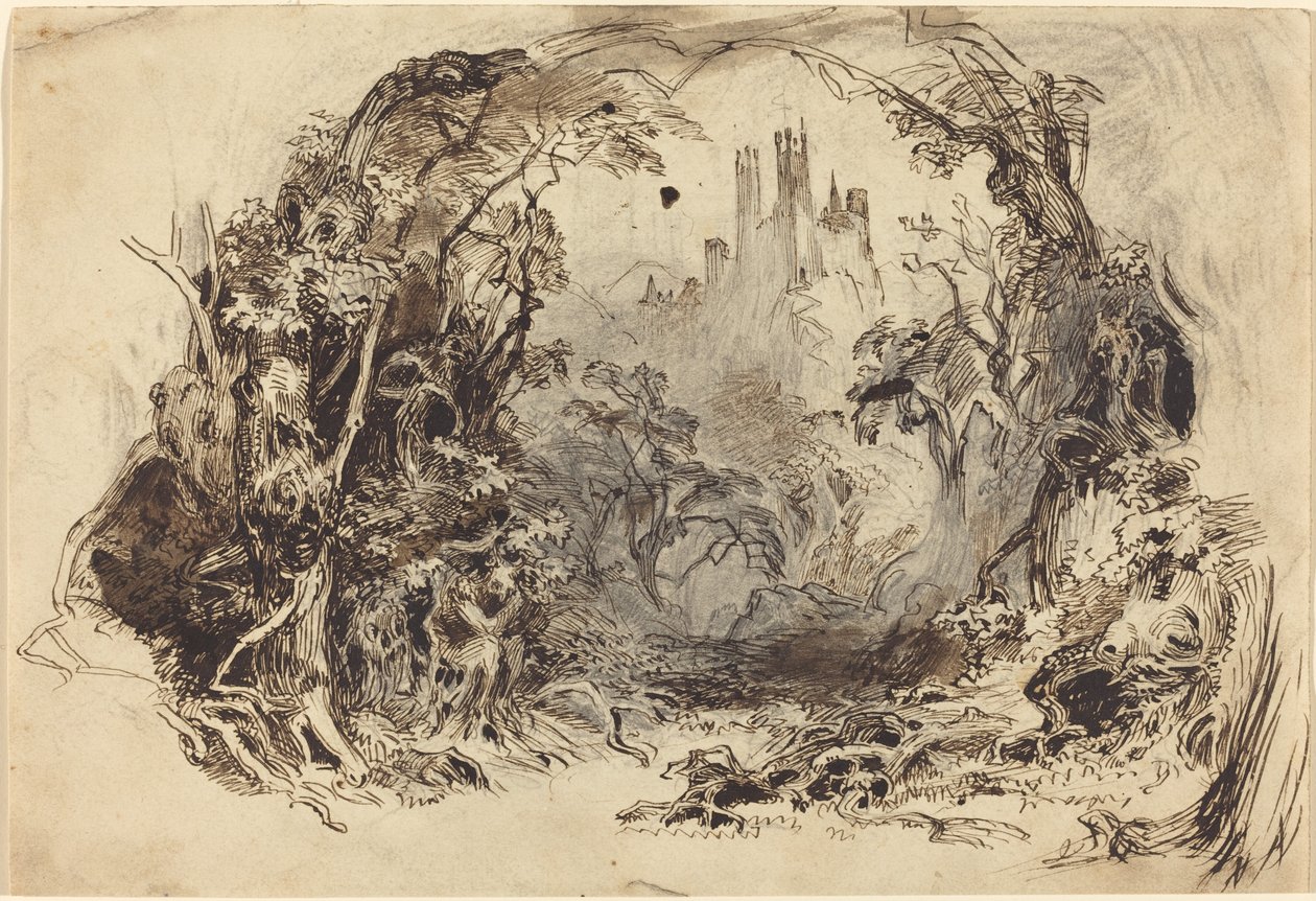Schloss auf einem Hügel (Kulisse für "Dornröschen und das Biest"?) von Robert Caney