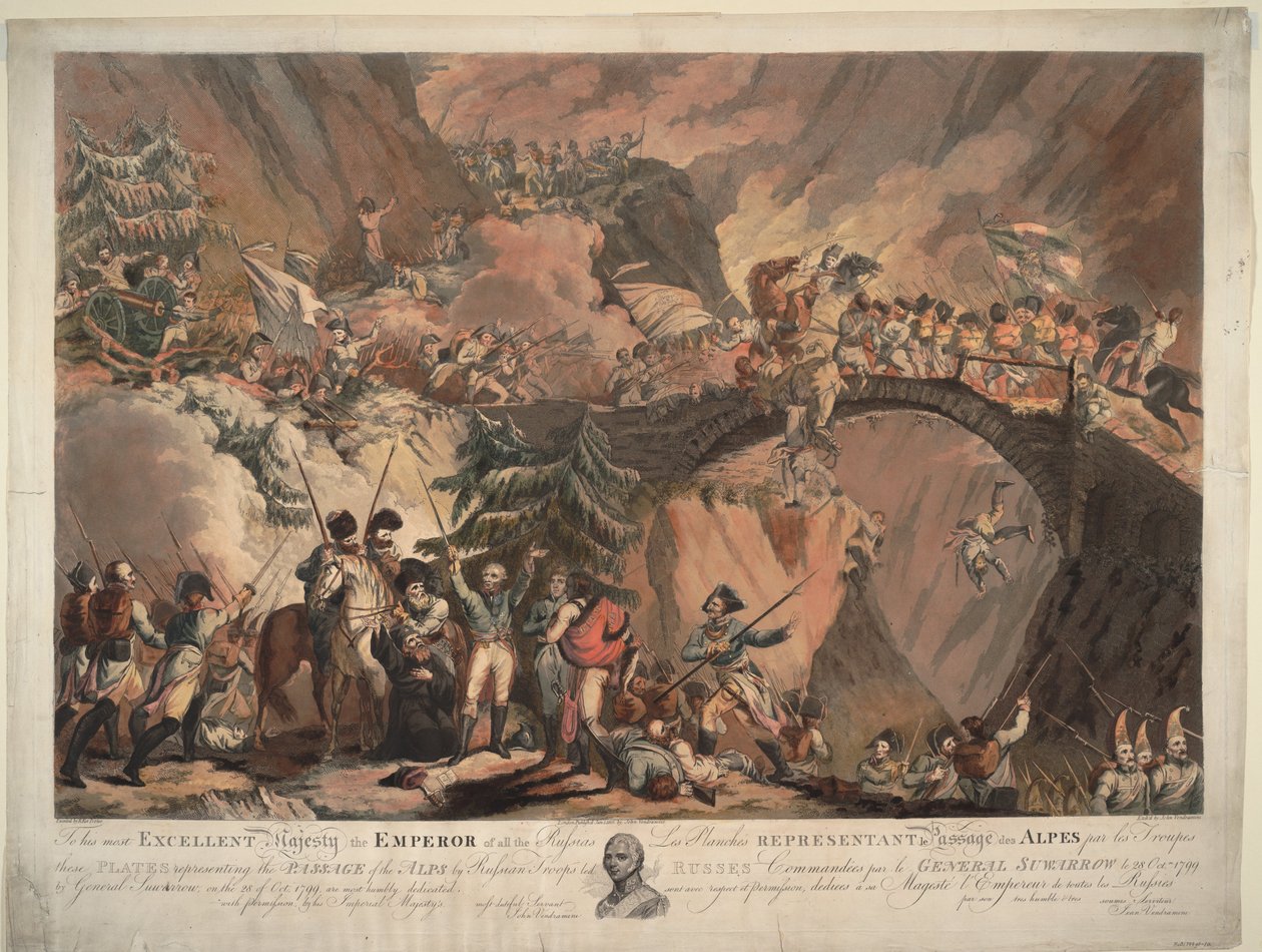 Armee von Alexander Suworow überquert die Alpen im Jahr 1799, 1805 von Robert Carr Porter