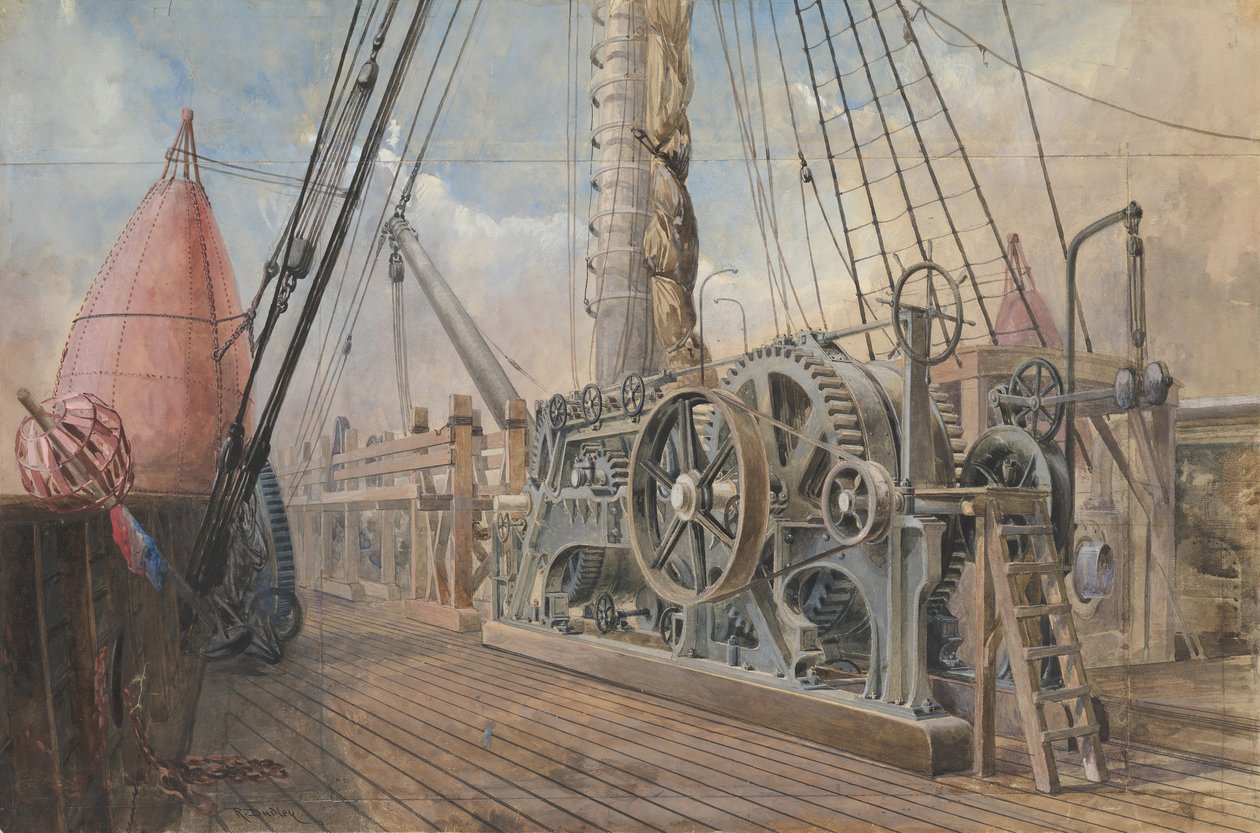 Deck der Great Eastern, die Kabelrinne, etc., 1866, 1865-66 von Robert Charles Dudley