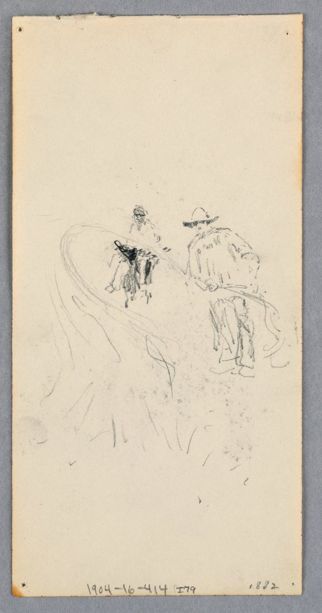 Zeichnung, Außenwand: Bucht, Balkon und Gesims (recto); Zwei Figuren und unidentifizierte Linien (verso), 1882 von Robert Frederick Blum