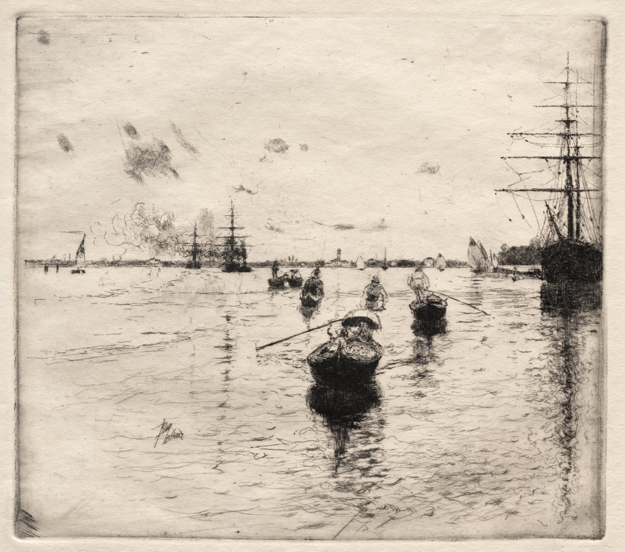 Lagune mit Dampfschiffen und Gondeln von Robert Frederick Blum