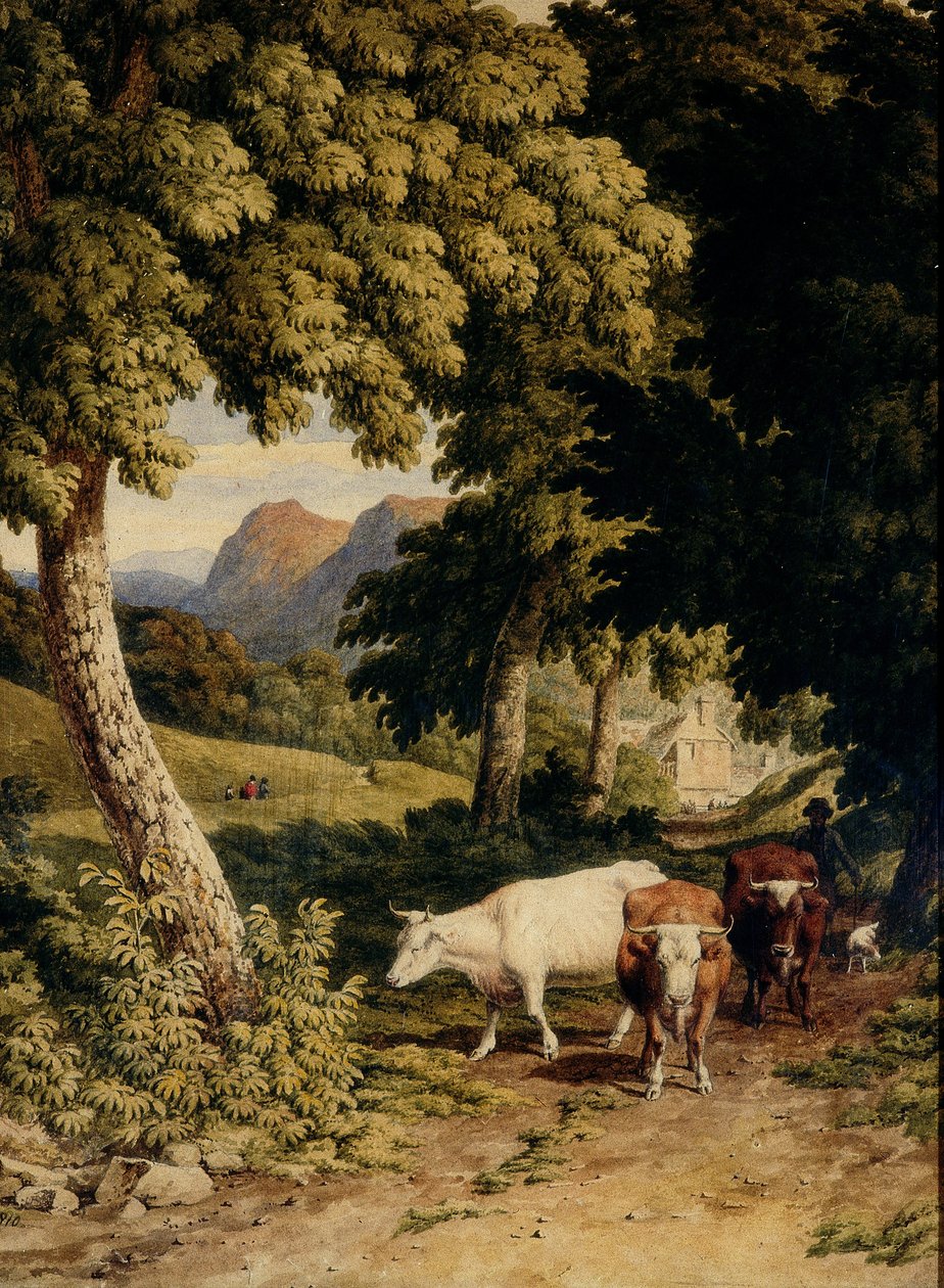 Landschaft mit Vieh und Hirte, 1810 von Robert Hills