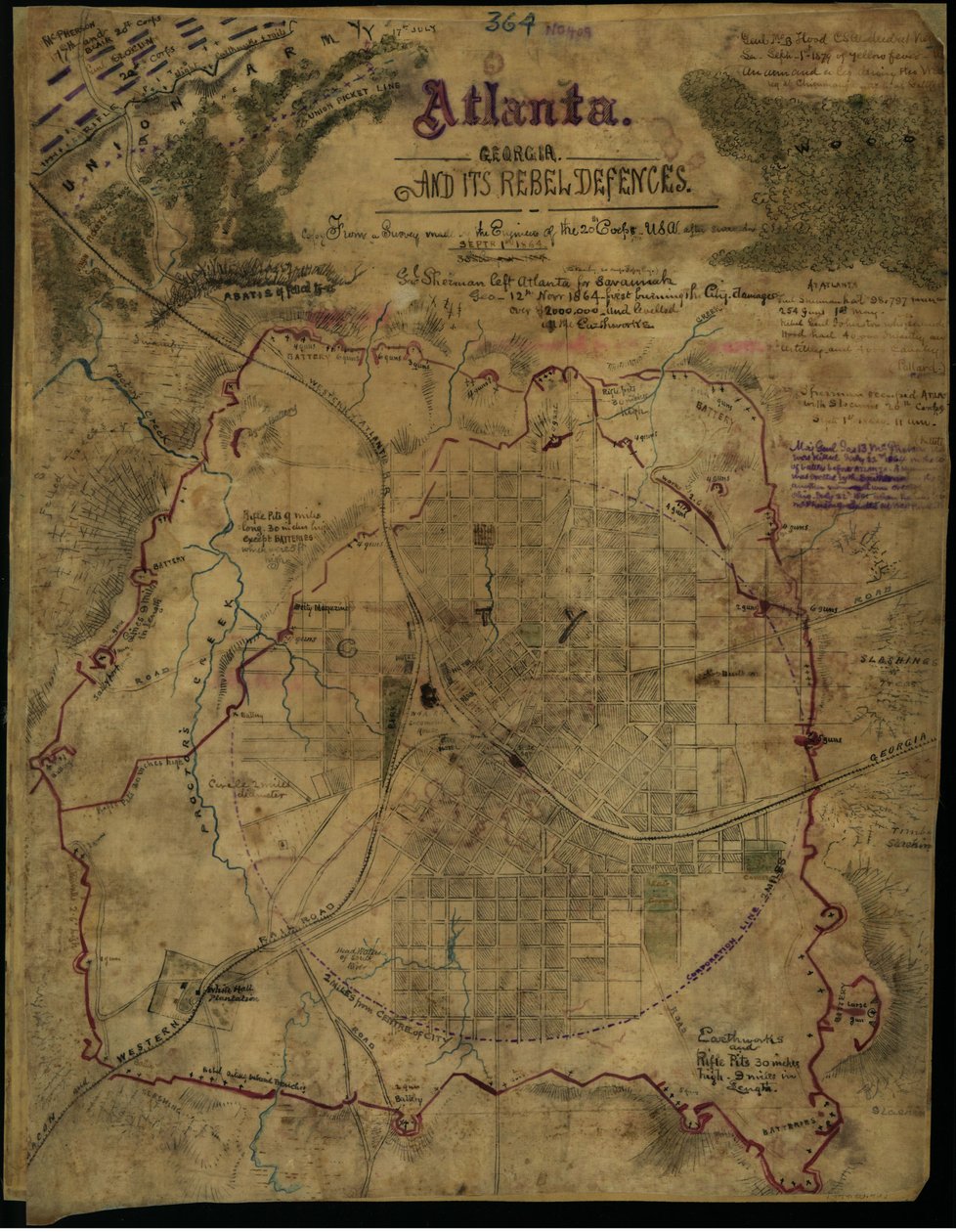 Atlanta, Georgia und seine Rebellenverteidigungen von Robert Knox Sneden