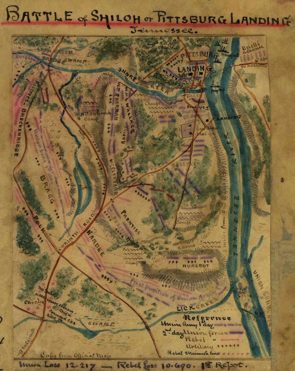 Schlacht von Shiloh oder Pittsburg Landing, Tennessee von Robert Knox Sneden