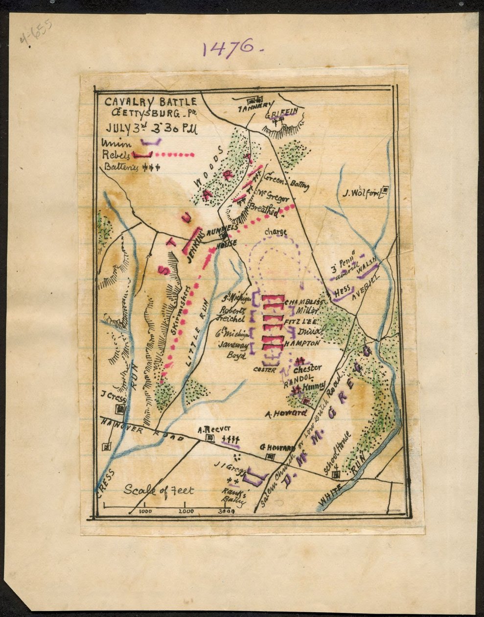 Kavallerie-Schlacht, Gettysburg, Pa. 3. Juli 15:30 Uhr von Robert Knox Sneden