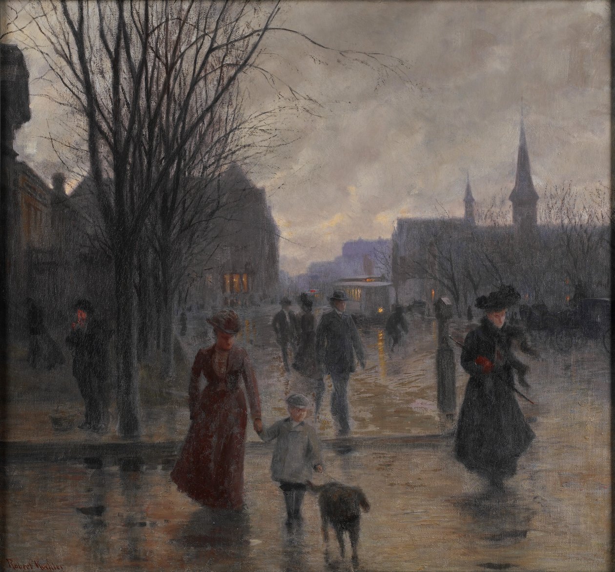 Regnerischer Abend auf der Hennepin Avenue, ca. 1902 von Robert Koehler
