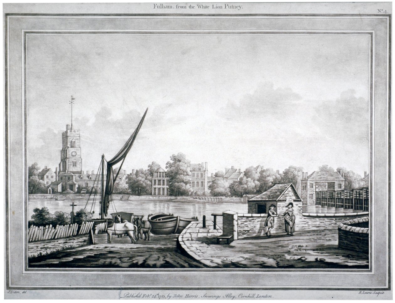 Ansicht von Fulham vom White Lion Inn, Putney, London, 1783 von Robert Laurie