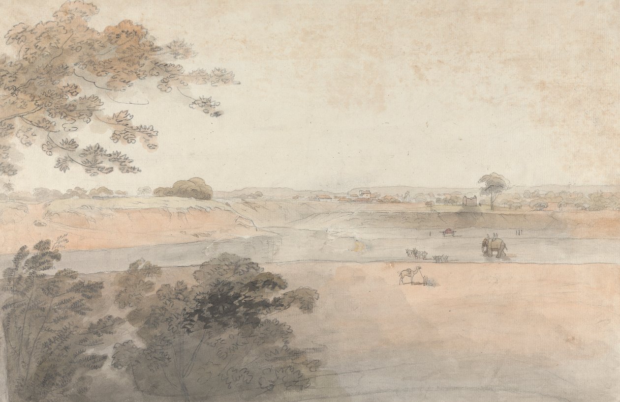 Landschaft mit Kamelen und Elefanten von Robert Mabon