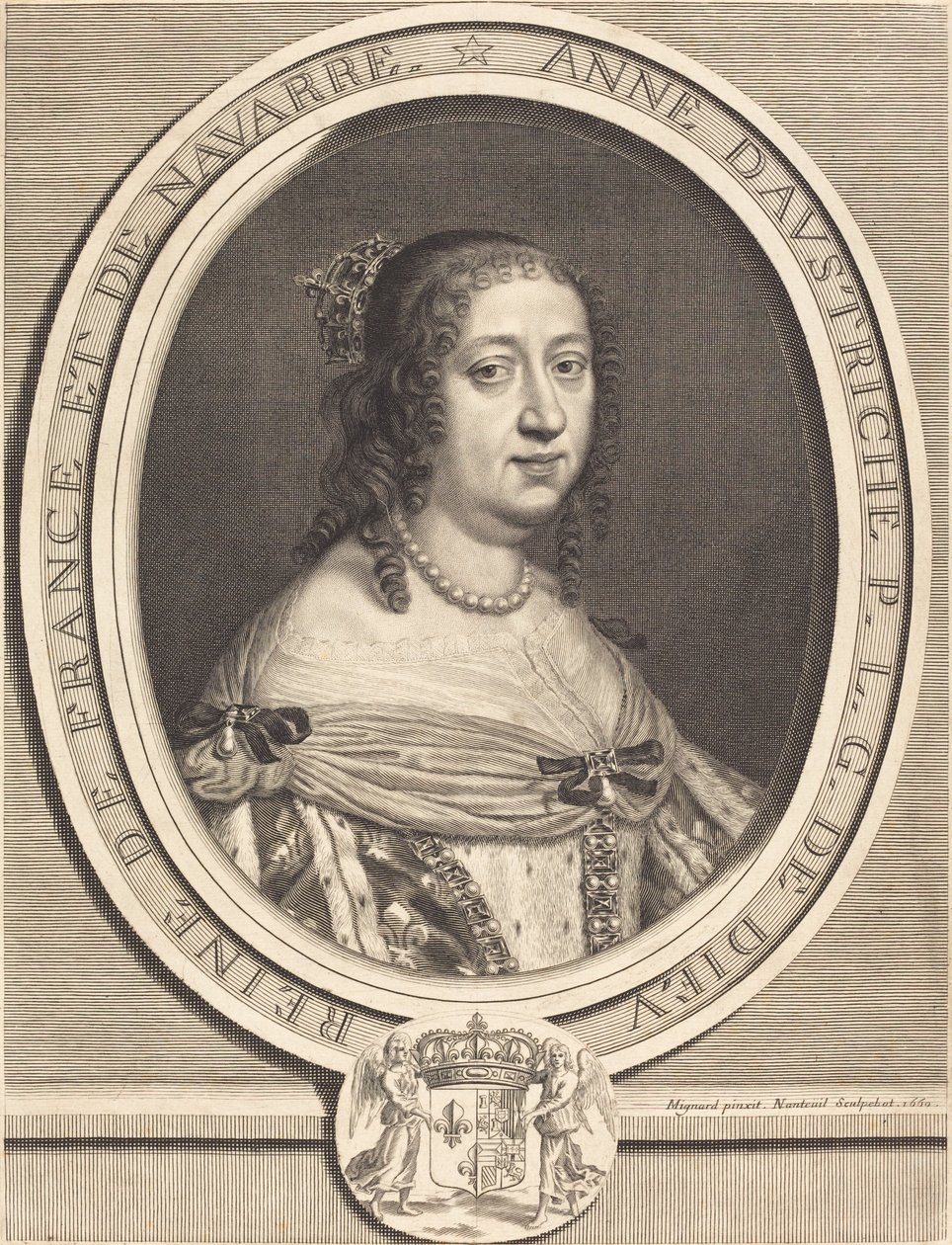 Anna von Österreich, Königin von Frankreich und Navarra von Robert Nanteuil after Pierre Mignard I
