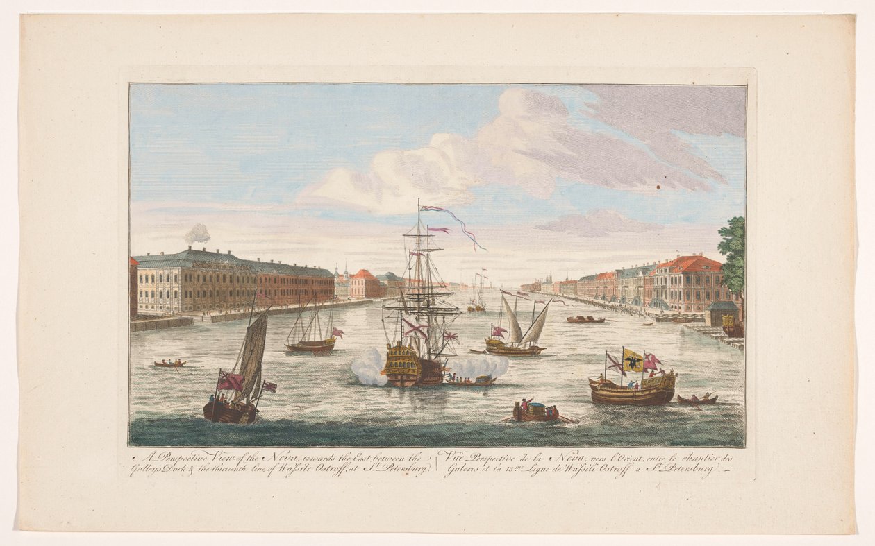 Ansicht des Flusses Newa in Sankt Petersburg von der Westseite von Robert Sayer (possibly)