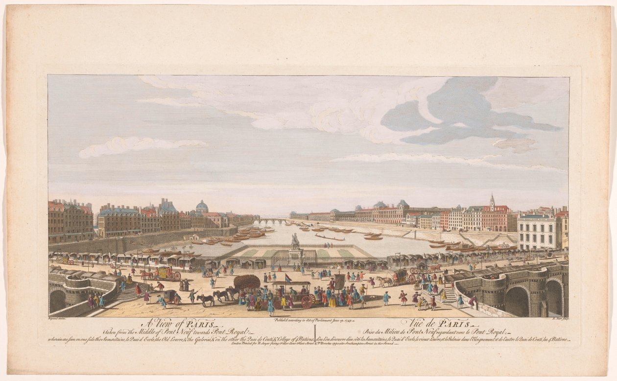 Ansicht der Pont Neuf über die Seine in Paris, Blickrichtung Pont Royal von Robert Sayer
