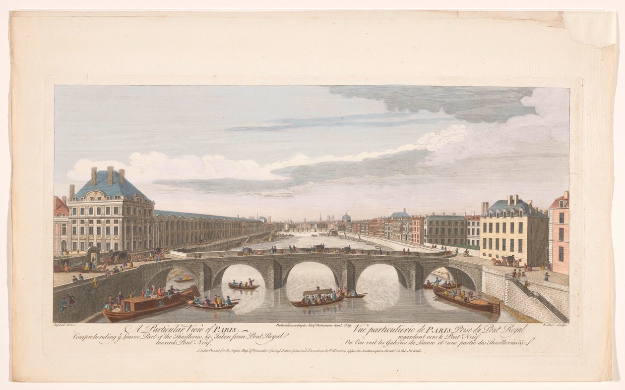 Ansicht der Pont Royal über die Seine in Paris, Blickrichtung Pont Neuf von Robert Sayer