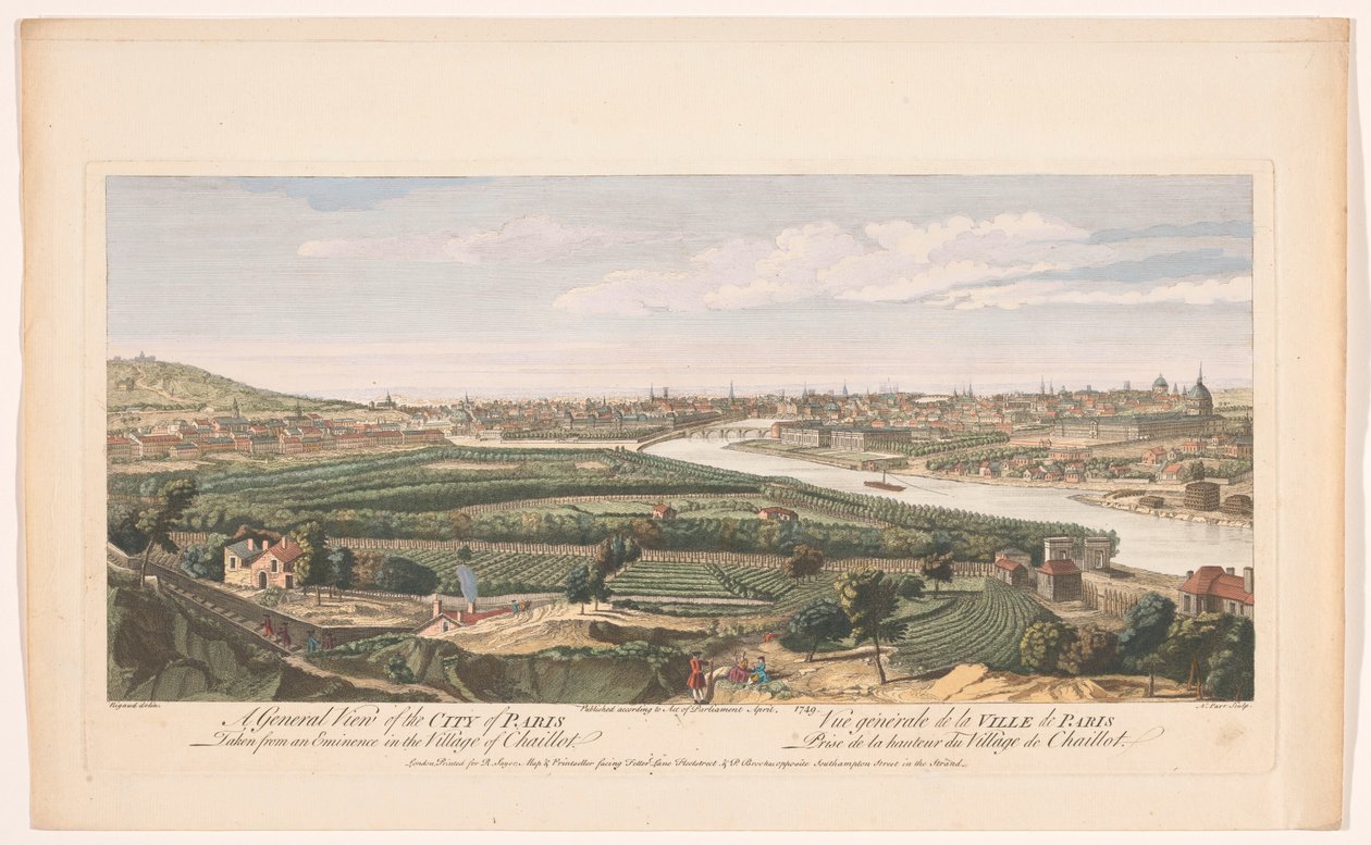Ansicht der Stadt Paris vom Dorf Chaillot aus gesehen von Robert Sayer