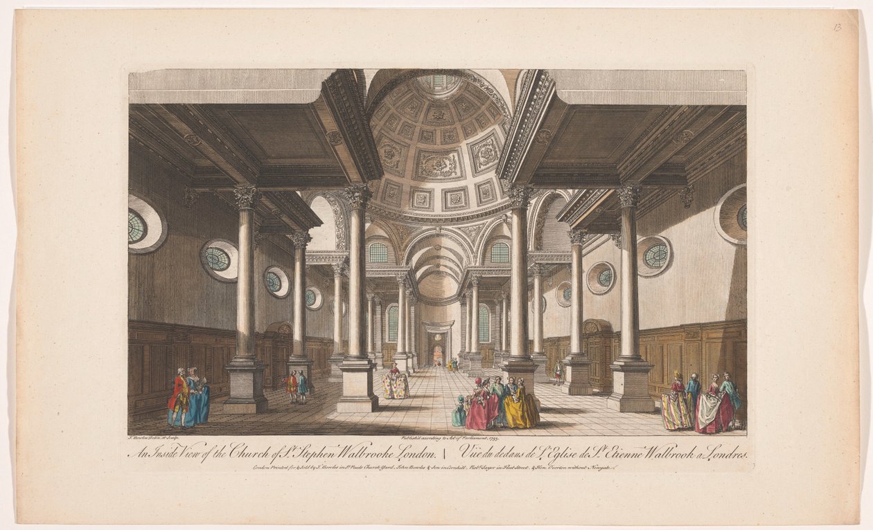 Blick auf das Innere der Kirche St. Stephen Walbrook in London von Robert Sayer