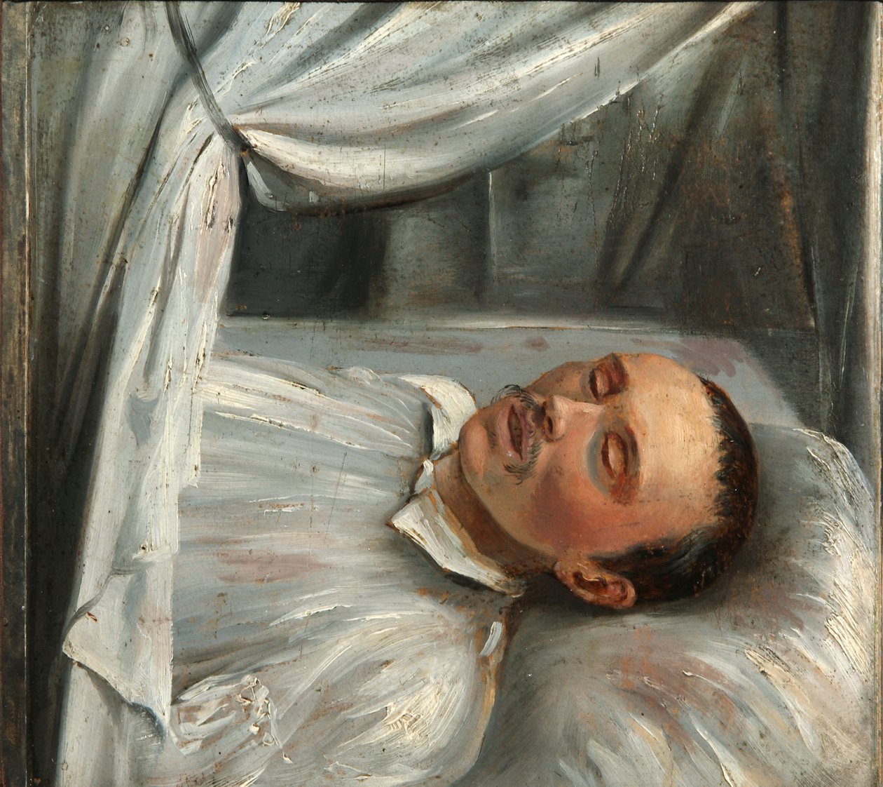 Dichter Michail Lermontow 1814-1841 auf dem Totenbett, 1841 von Robert Schwede