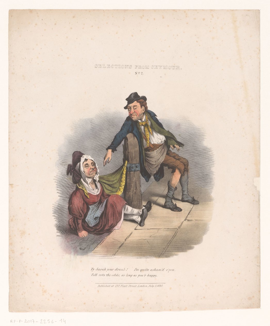 Karikatur mit betrunkenem Mann und Frau von Robert Seymour (attributed to)