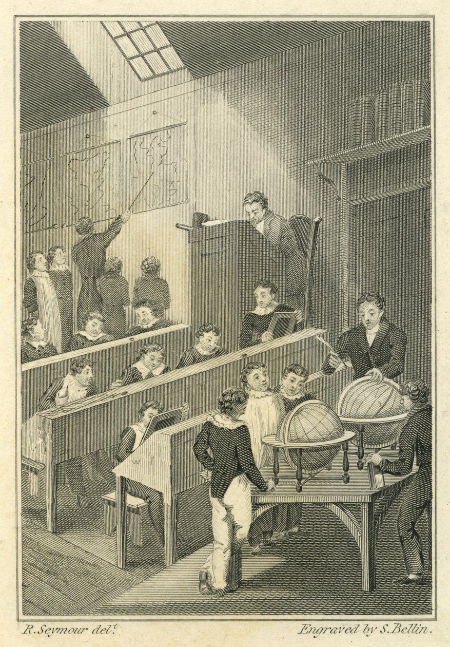Nicholas Nickleby: Dotheboys Hall, graviert von Samuel Bellin (1799-1893) von Robert Seymour