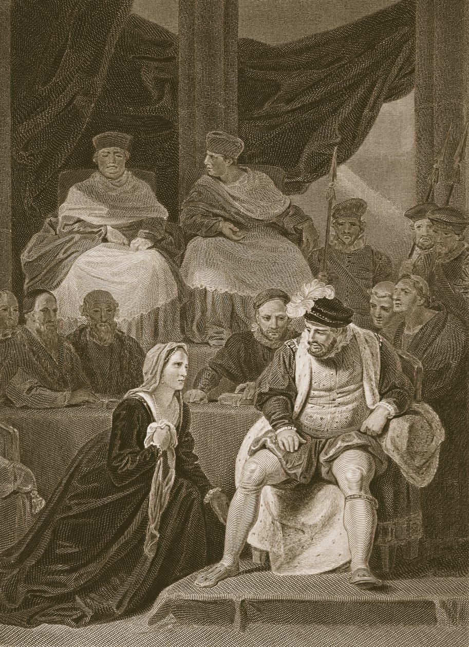 Prozess der Ehe von Heinrich VIII., graviert von T. Holloway, Illustration aus David Humes 