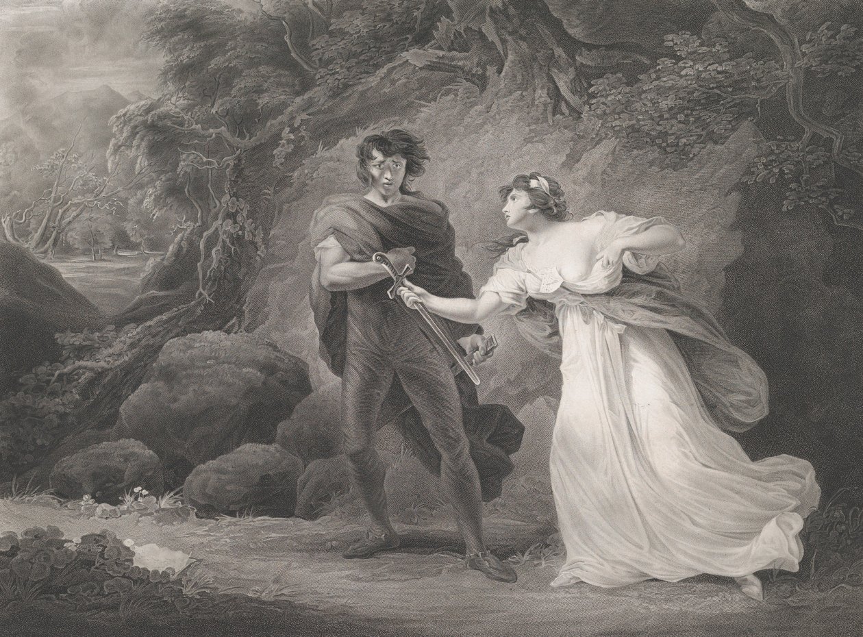 Pisanio und Imogen Shakespeare, Cymbeline, Akt 3, Szene 4, zuerst veröffentlicht 1801, neu aufgelegt 1852 von Robert Thew