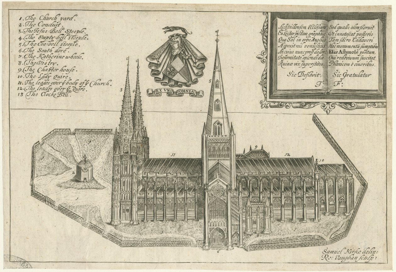 Lichfield Kathedrale - Südansicht: Kupferstich, undatiert [17. Jahrhundert] von Robert Vaughan