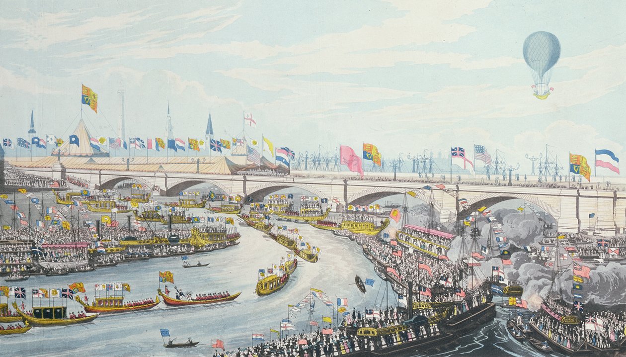 Eröffnung der neuen London Bridge durch König Wilhelm IV. und Königin Adelaide, 1831 von Robert the Elder Havell