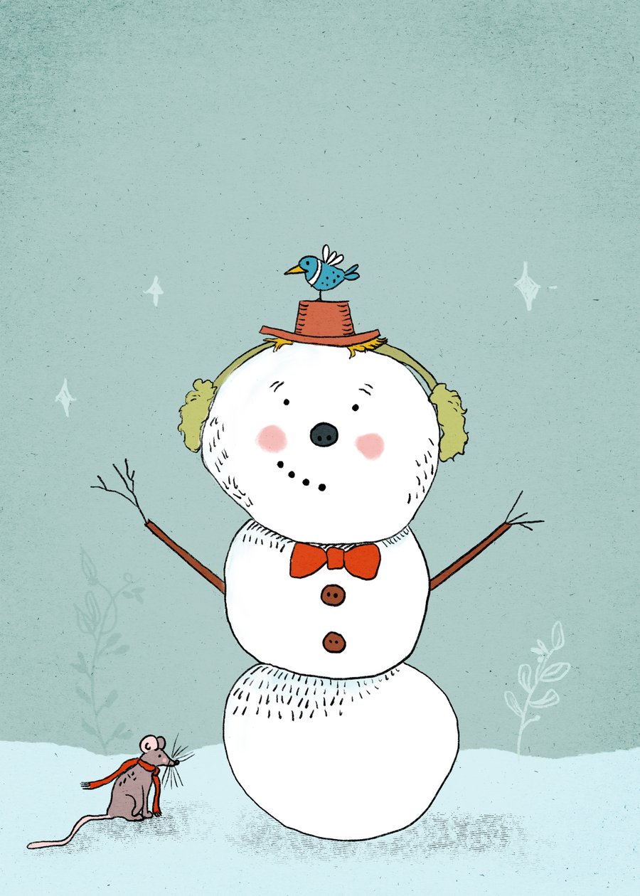 Fröhlicher kleiner Schneemann, 2019 von Roberta Murray